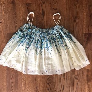 Blue and white flowy free people crop top